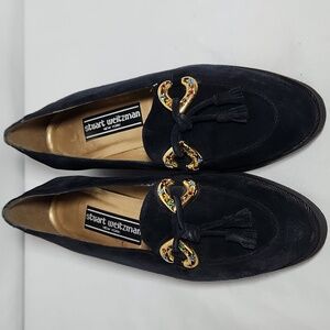 Vintage Stuart Weitzman Petite Slip On Black Suede Loafer Size 6